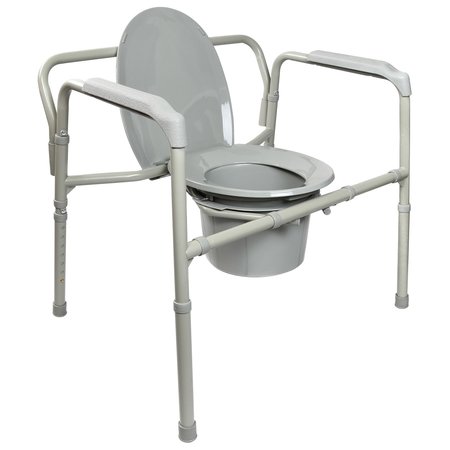 Mckesson Folding Commode Chair Fixed Arm Steel Back Bar up to 650 lbs 146-11117N-1